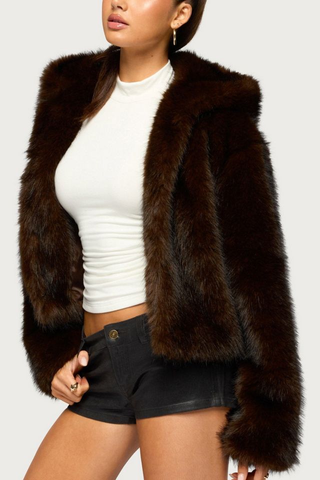Edikted Faylin Hooded Faux Fur Jacket #2