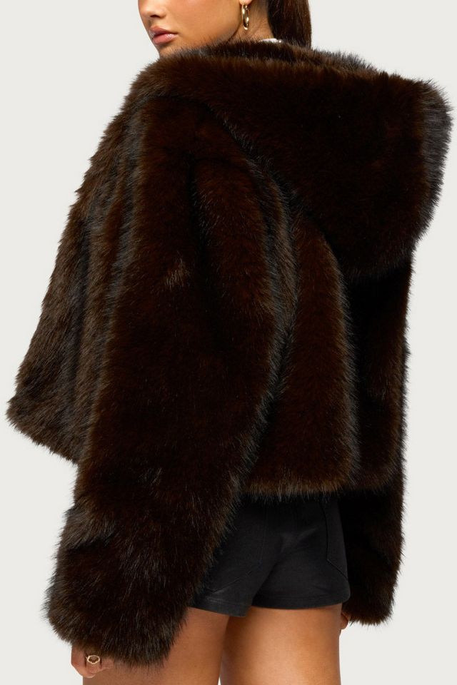 Edikted Faylin Hooded Faux Fur Jacket #4
