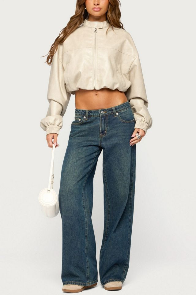 Edikted Naeva Cropped Faux Leather Jacket #1