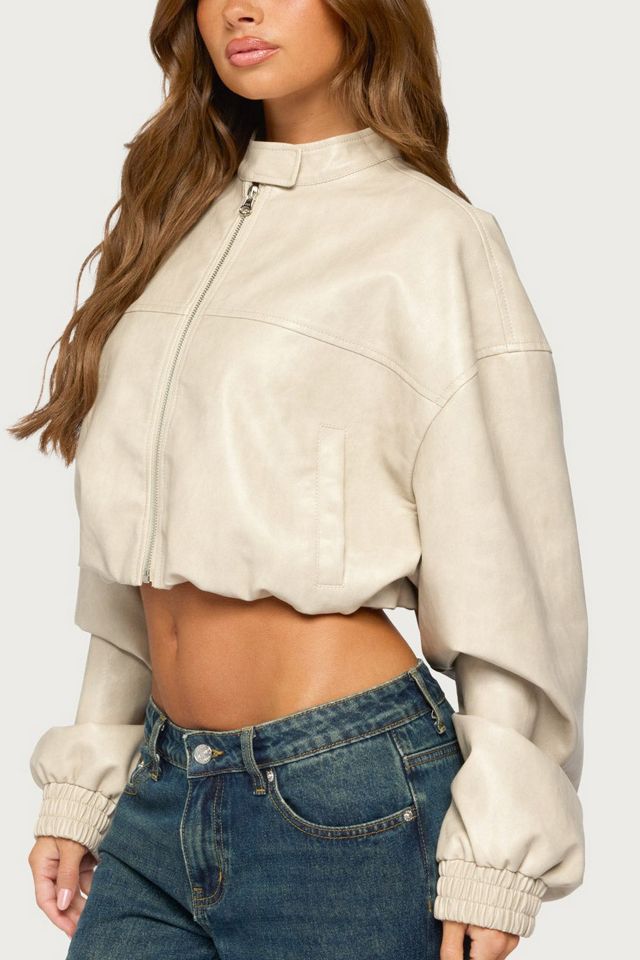 Edikted Naeva Cropped Faux Leather Jacket #2
