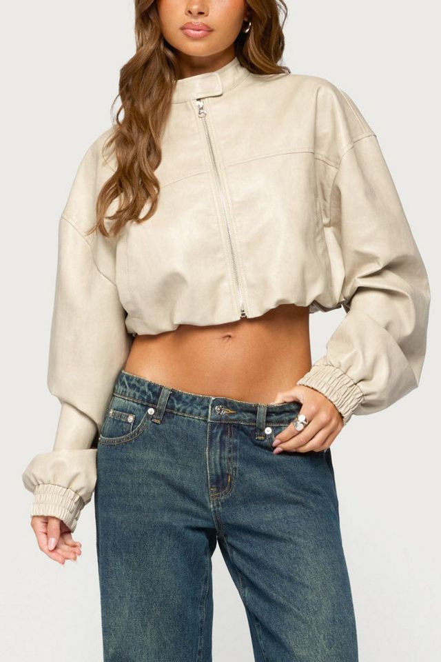 Edikted Naeva Cropped Faux Leather Jacket #3