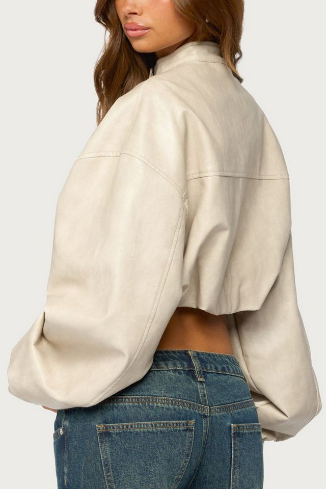 Edikted Naeva Cropped Faux Leather Jacket #4