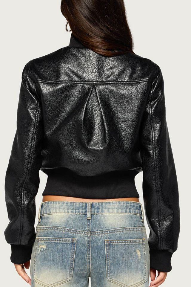 Edikted Reara Ribbed Faux Leather Jacket #4