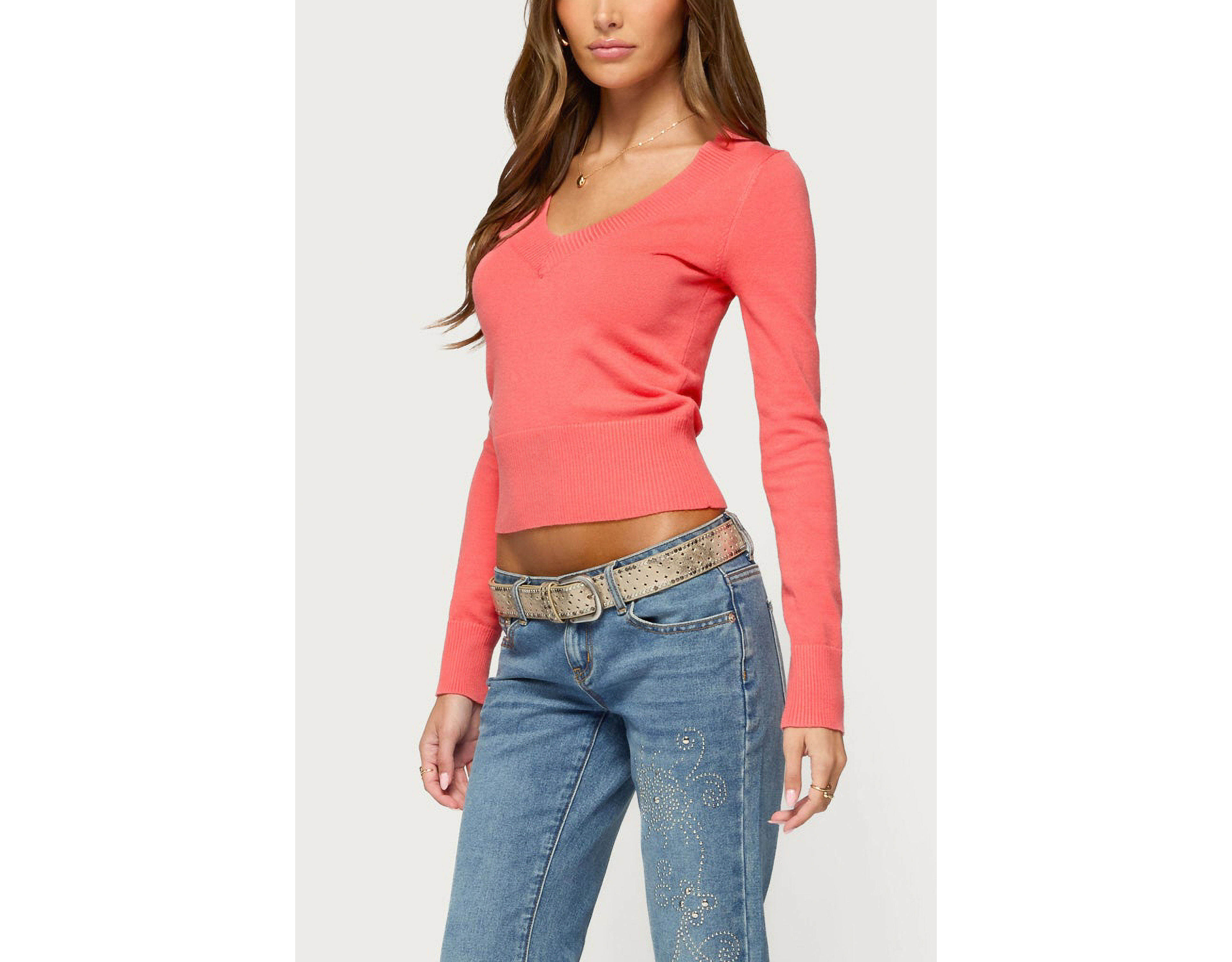 Edikted Feira V Neck Knit Sweater