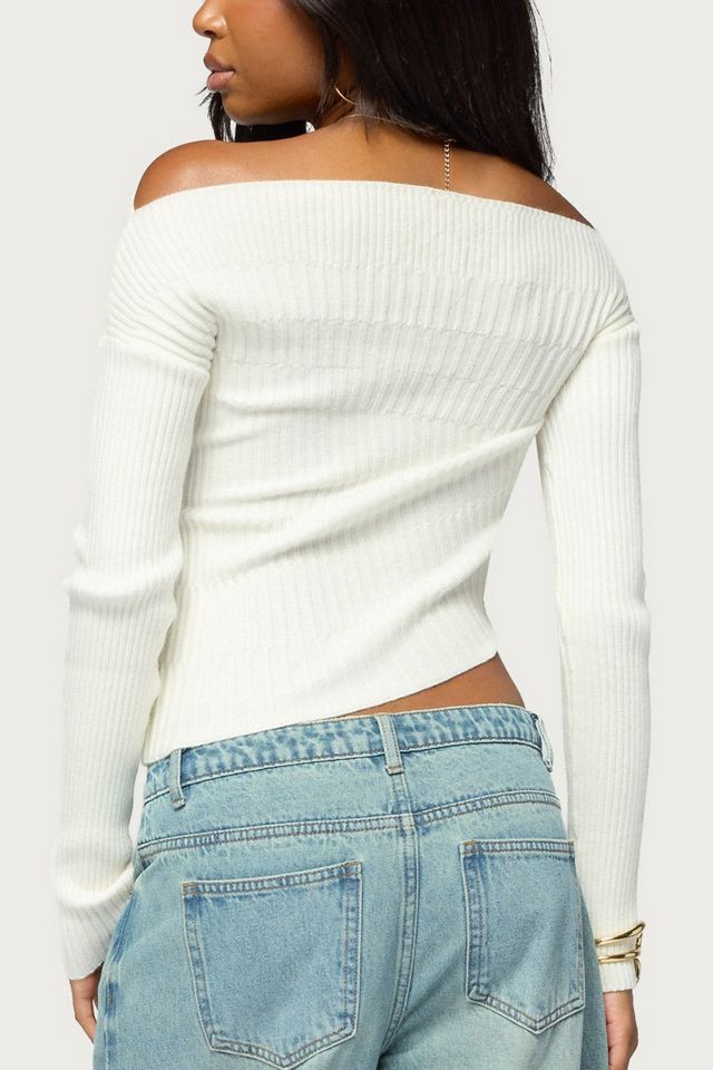 Edikted Celea Off Shoulder Knit Sweater #4