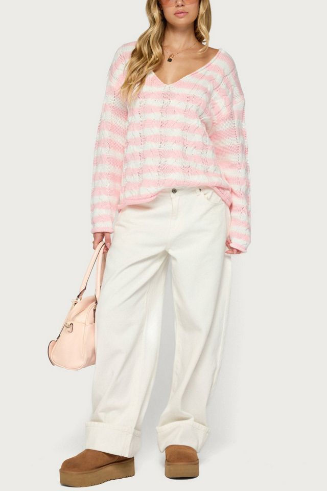 Edikted Everleigh Striped Cable Knit Sweater #2