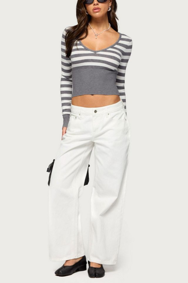 Edikted Kaeva Cropped Striped Knit Sweater #1