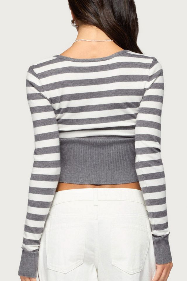 Edikted Kaeva Cropped Striped Knit Sweater #4