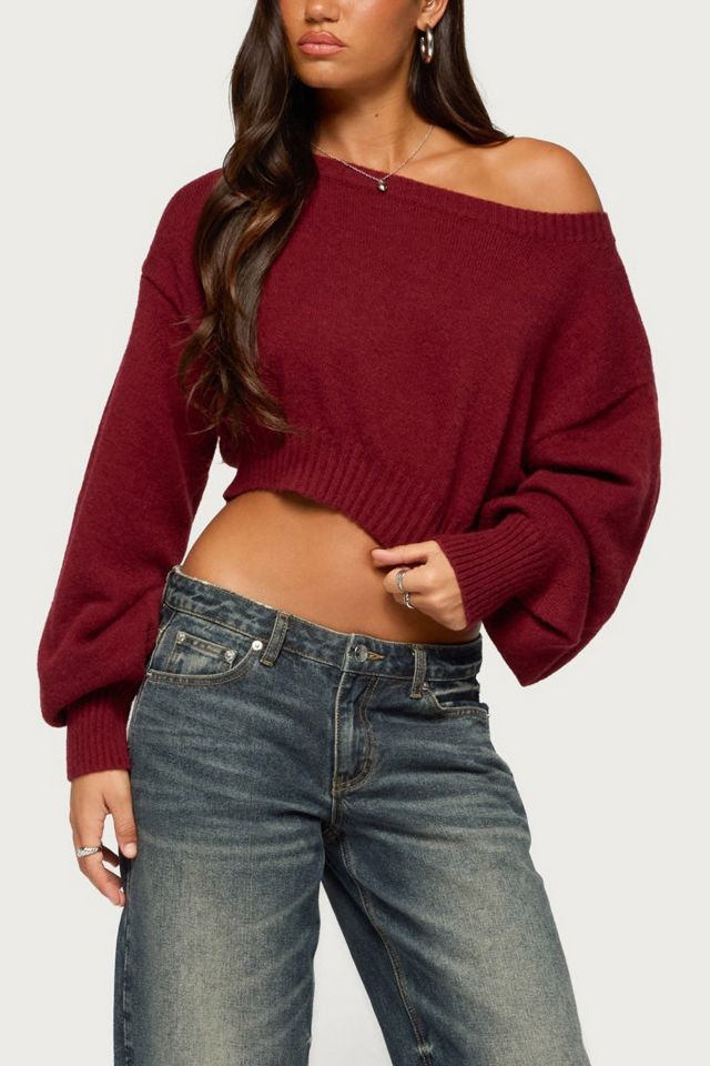 Edikted Karsen Off Shoulder Cropped Sweater #3