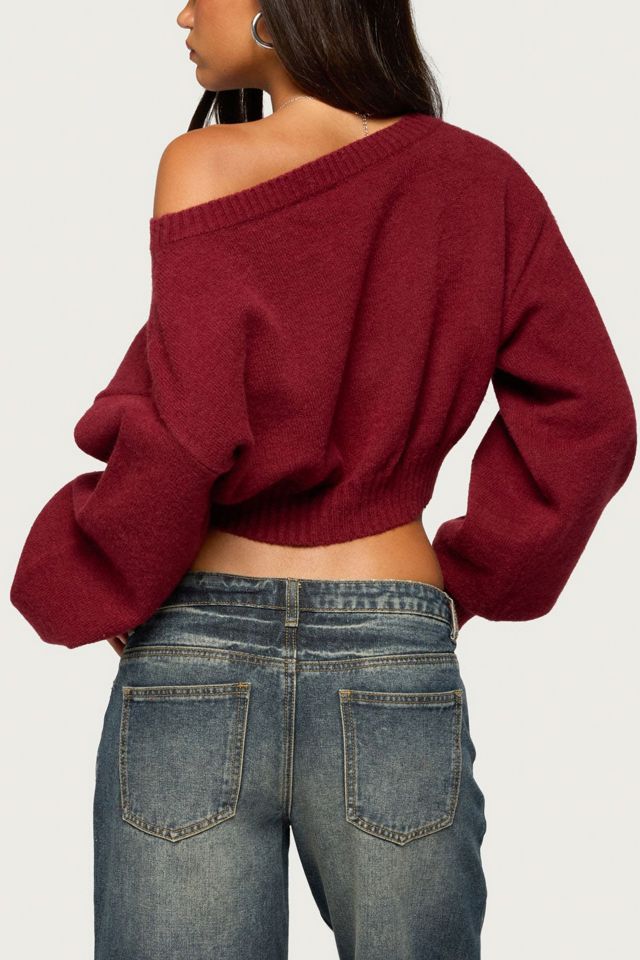Edikted Karsen Off Shoulder Cropped Sweater #4