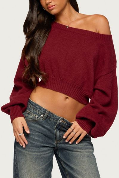 Edikted Karsen Off Shoulder Cropped Sweater