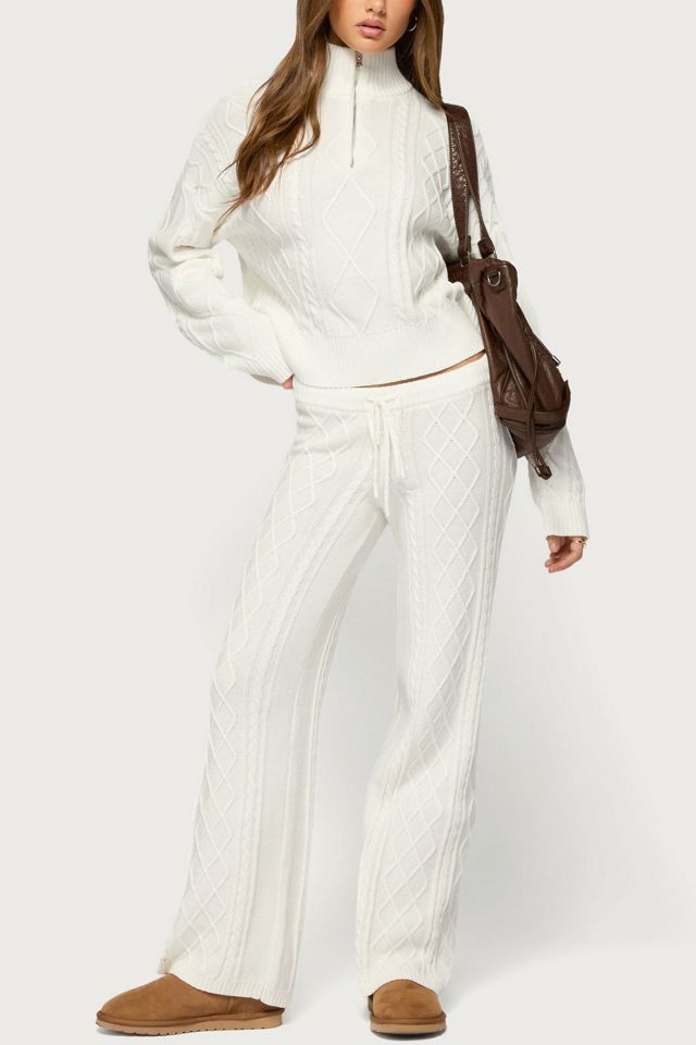 Edikted Fika Quarter Zip Cable Knit Sweater #1