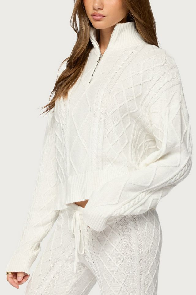 Edikted Fika Quarter Zip Cable Knit Sweater #2
