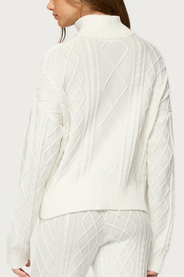 Edikted Fika Quarter Zip Cable Knit Sweater #4