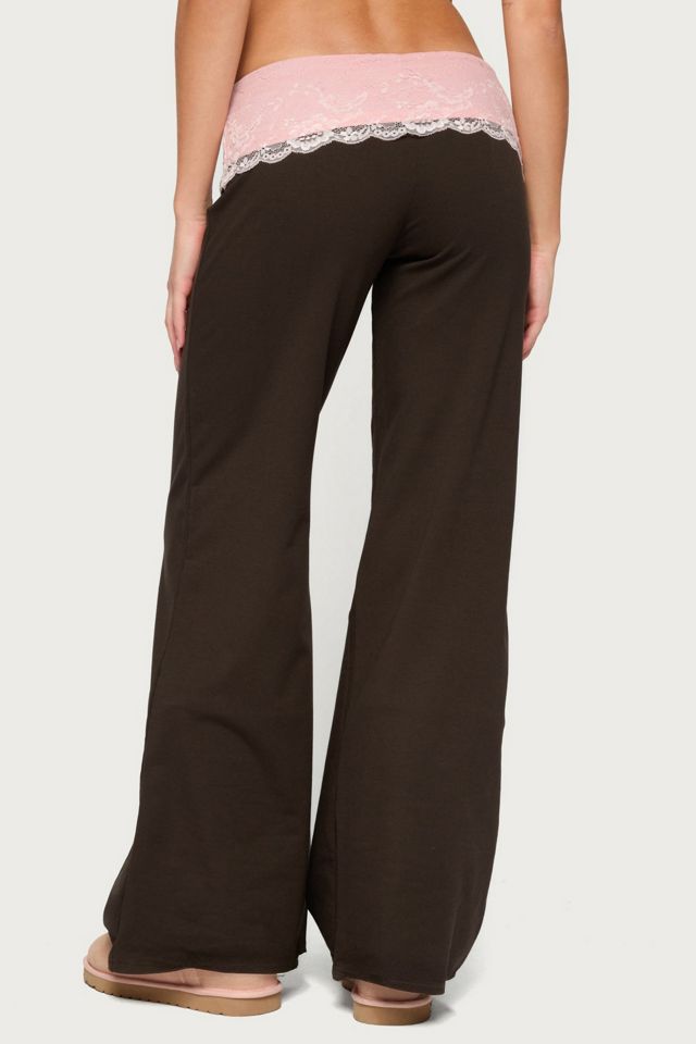 Edikted Chrissie Lacey Contrast Foldover Pants #4