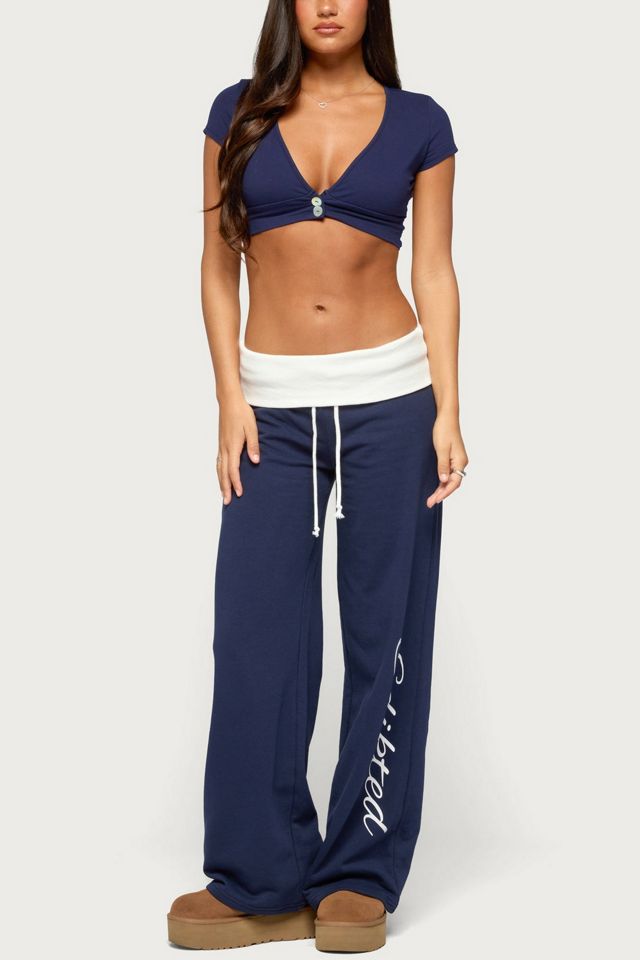 Edikted Contrast Foldover Sweatpants #1
