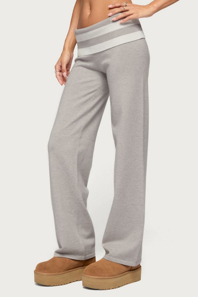 Edikted Rasha Striped Foldover Knit Pants #1