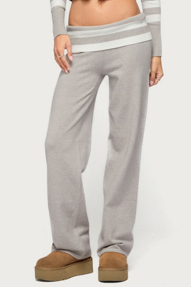 Edikted Rasha Striped Foldover Knit Pants #4