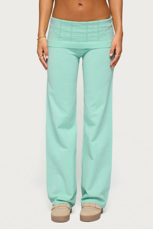 Edikted Wanel Pointelle Foldover Pants #1