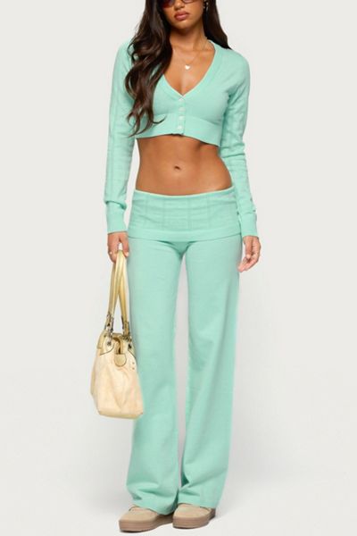 Edikted Wanel Pointelle Foldover Pants