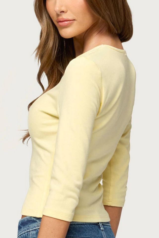 Edikted Benni Three-Quarter Sleeve V Neck Top #4