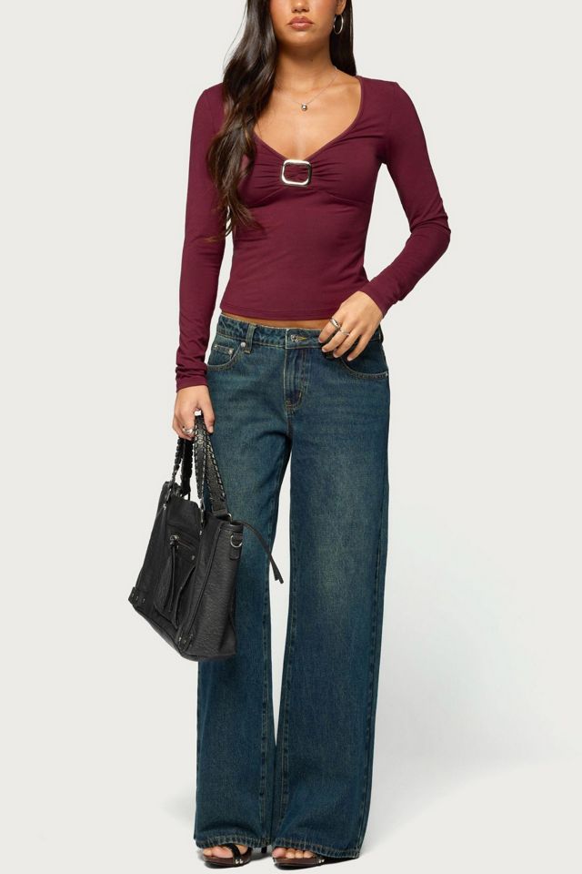 Edikted Earla Gathered Center Long Sleeve Top #1