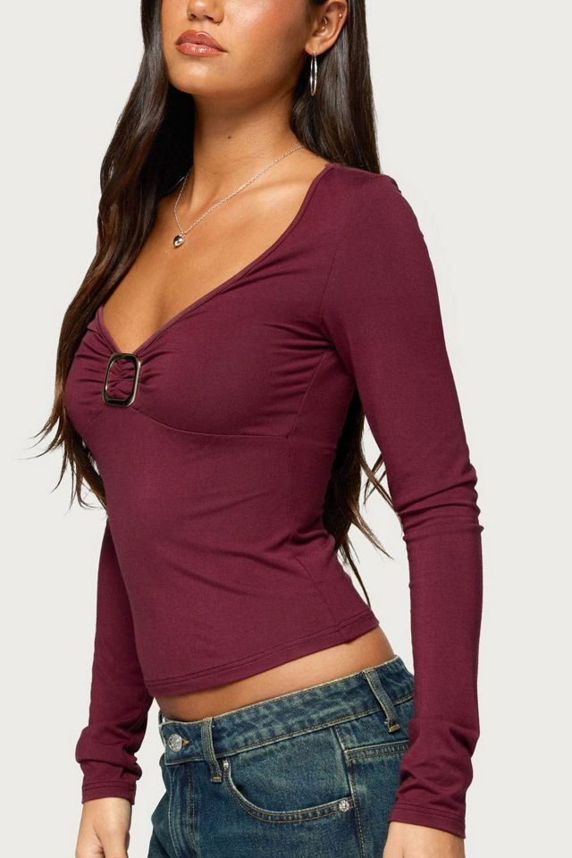 Edikted Earla Gathered Center Long Sleeve Top #2
