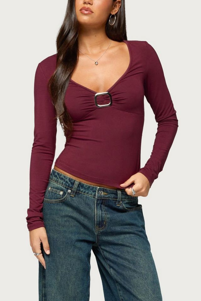 Edikted Earla Gathered Center Long Sleeve Top #3
