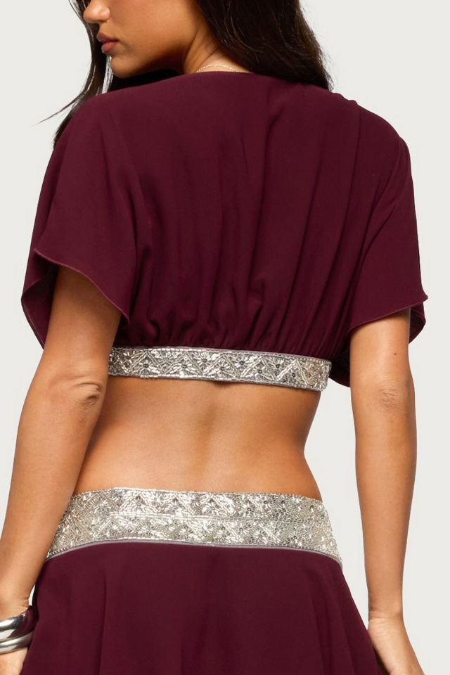 Edikted Feila Cropped Beaded Chiffon Top #4