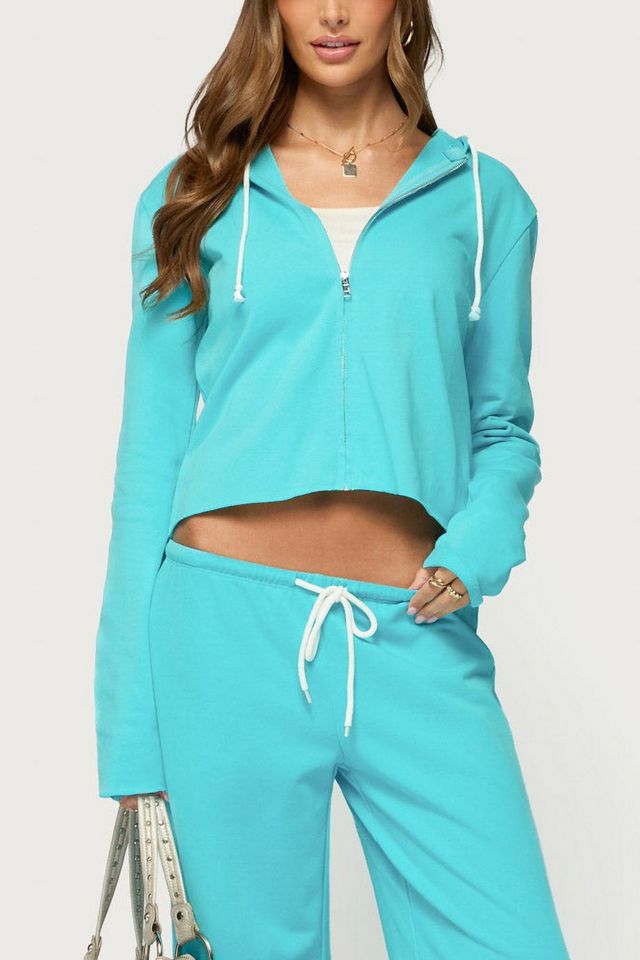 Edikted Hanka Zip Up Raw Hem Hoodie #3