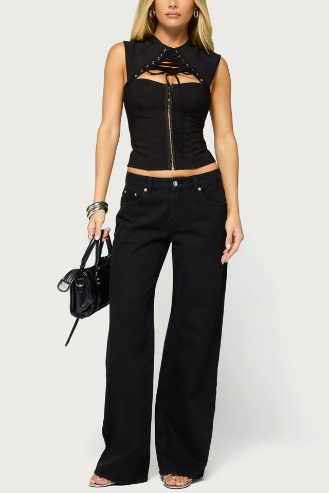 Edikted Ingi Lace Up Cutout Corset #1