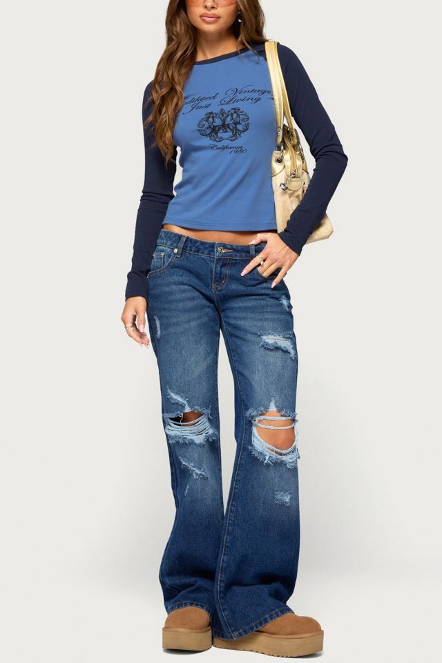 Edikted Just Living Raglan Graphic Top #1