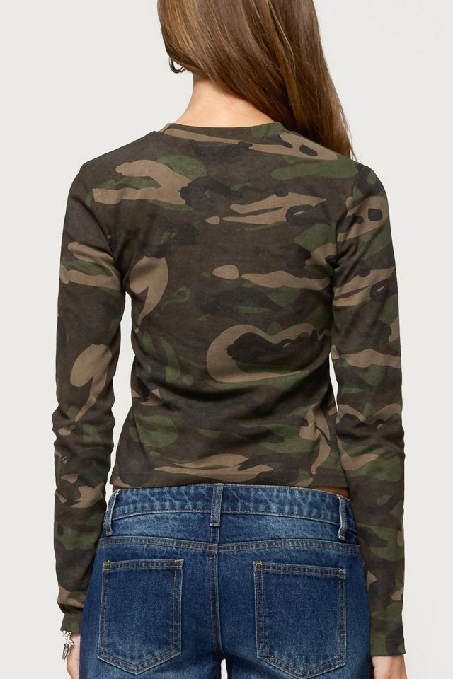 Edikted Peace Rhinestone Camo Top #4