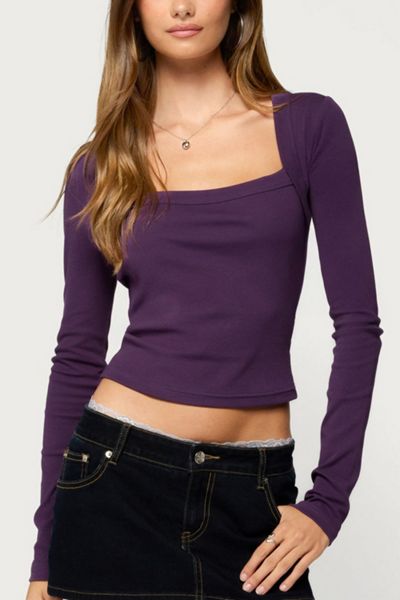 Edikted Sollie Square Neck Long Sleeve Top