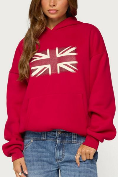 Edikted Union Jack Cheetah Print Hoodie