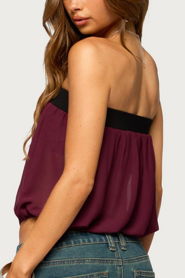 Edikted Ulke Chiffon Bubble Strapless Top #4