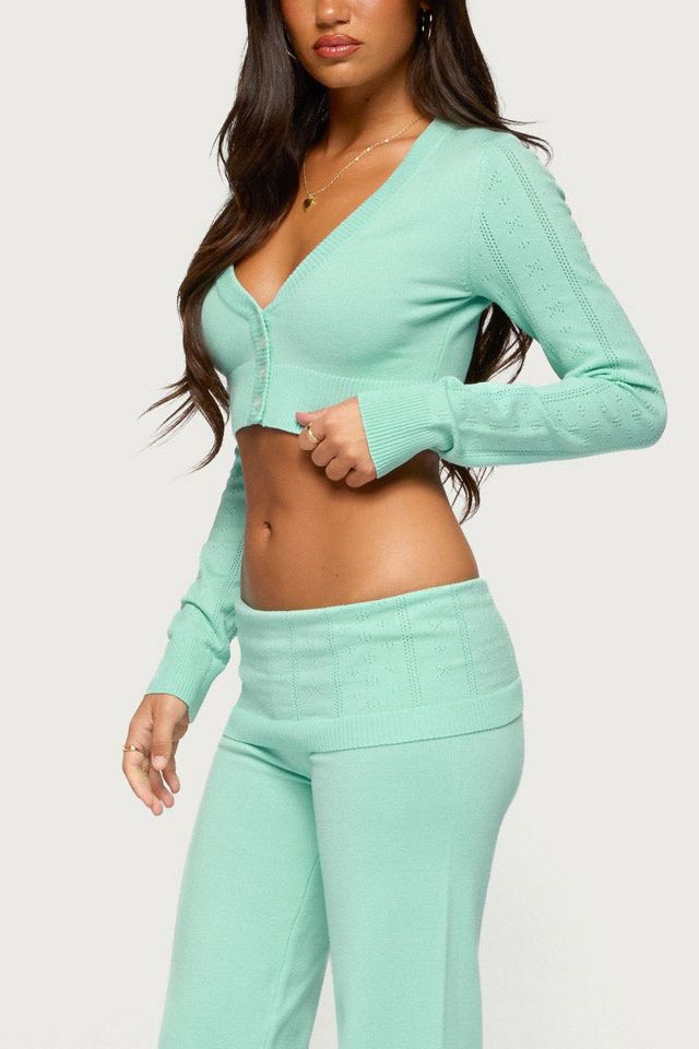 Edikted Wanel Cropped Pointelle Cardigan #3
