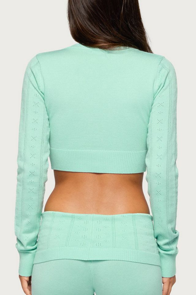 Edikted Wanel Cropped Pointelle Cardigan #4