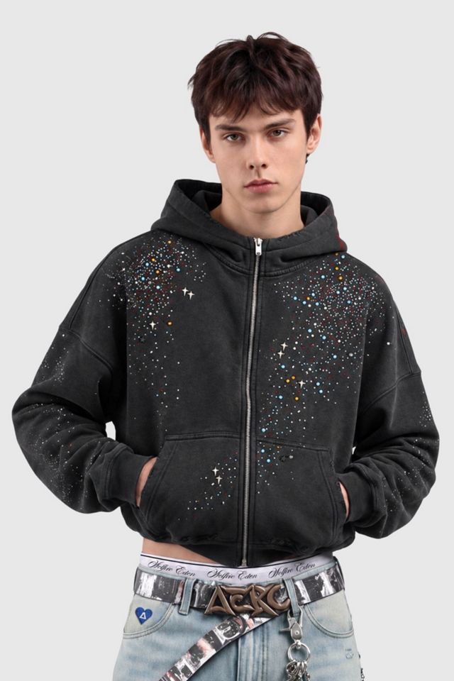 Aelfric Eden Rhinestone Lettering Zip-Up Hoodie #1