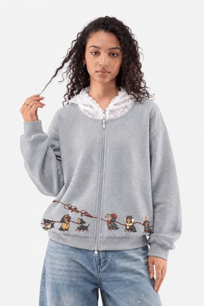 Aelfric Eden Lace-Trim Dog Zip-Up Hoodie