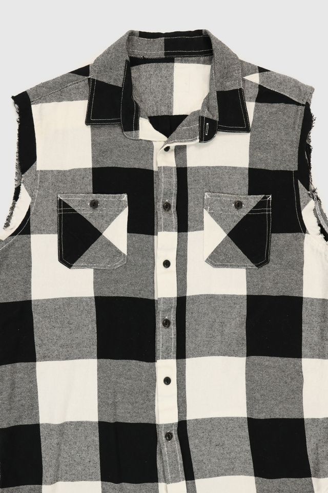 Vintage Plaid Sleeveless Button Down Shirt #1