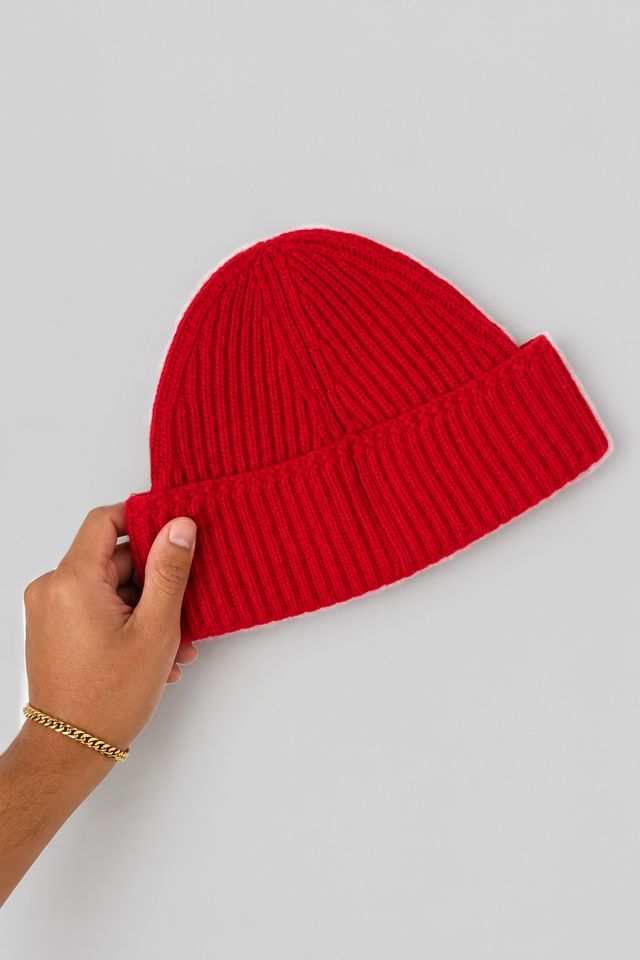 Yacaia Wool Cashmere Red Ribbed Beanie #3