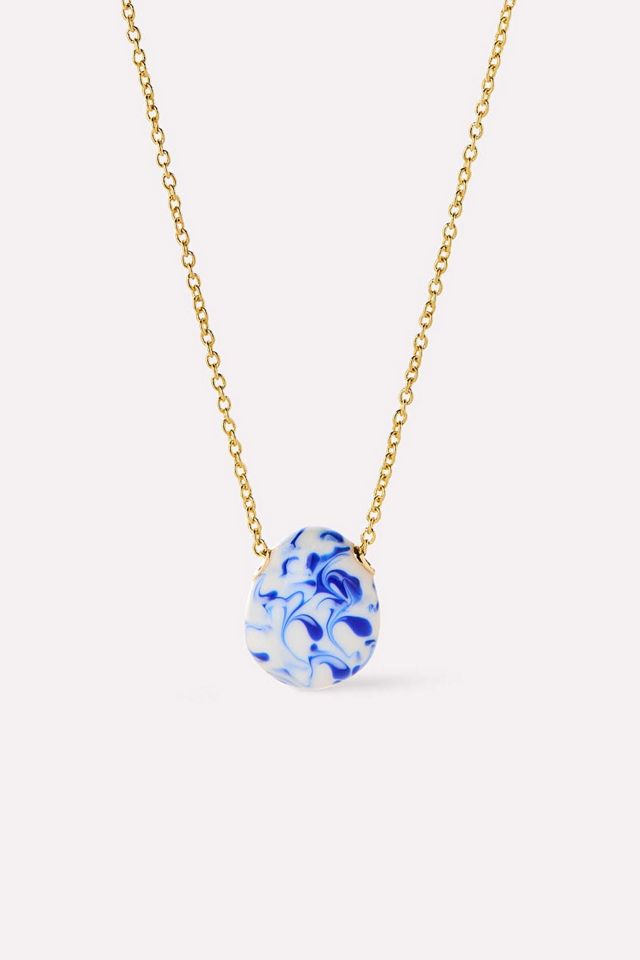 Ana Luisa Mini Pebble Blue Marble Necklace #1