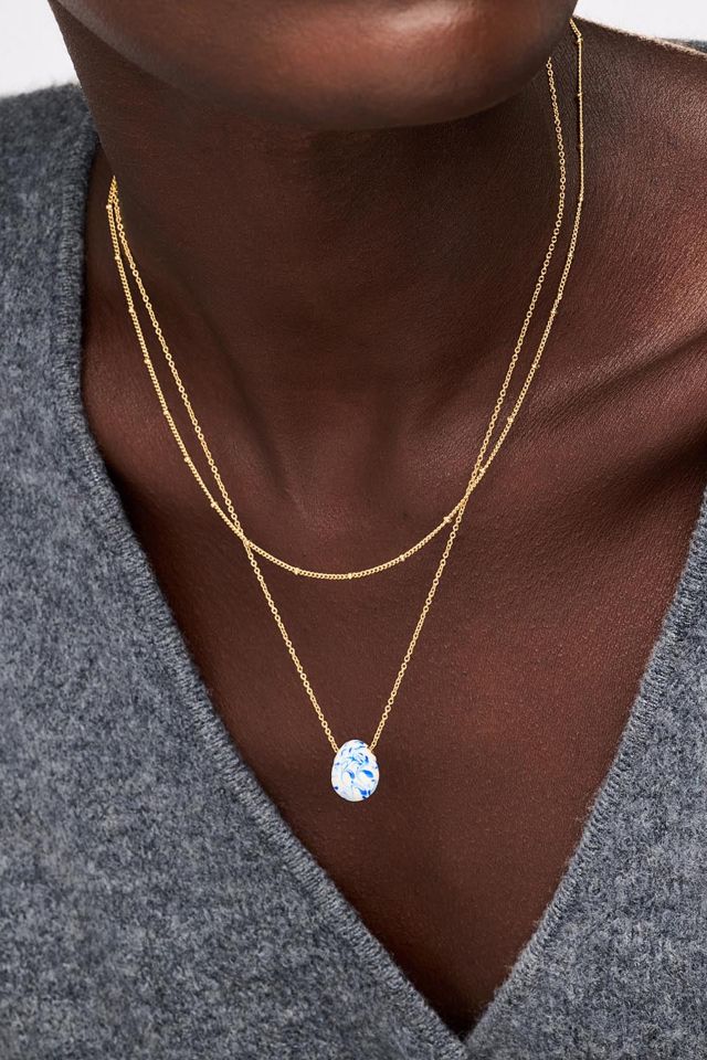 Ana Luisa Mini Pebble Blue Marble Necklace #2
