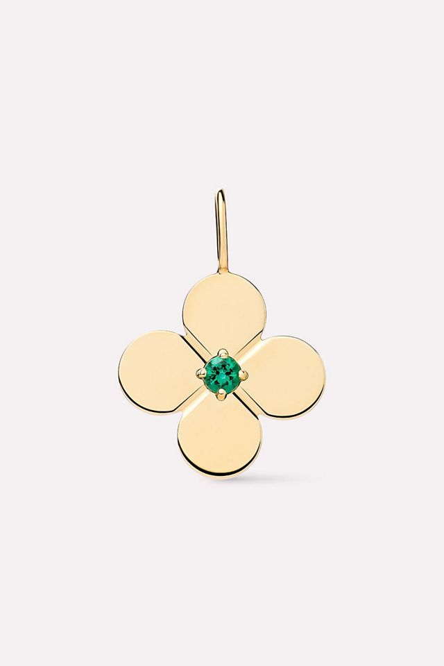 Ana Luisa Yellow Gold Emerald Flower Charm #1
