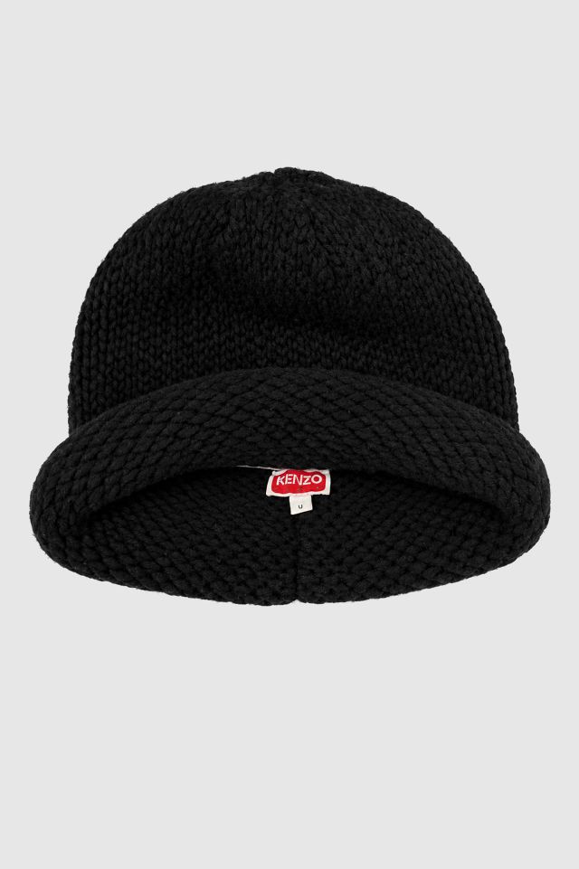Kenzo Black Chunky Knit Wool Roll up Beanie #1