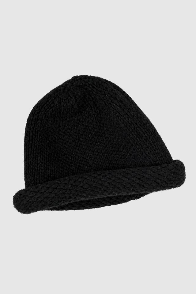 Kenzo Black Chunky Knit Wool Roll up Beanie #2