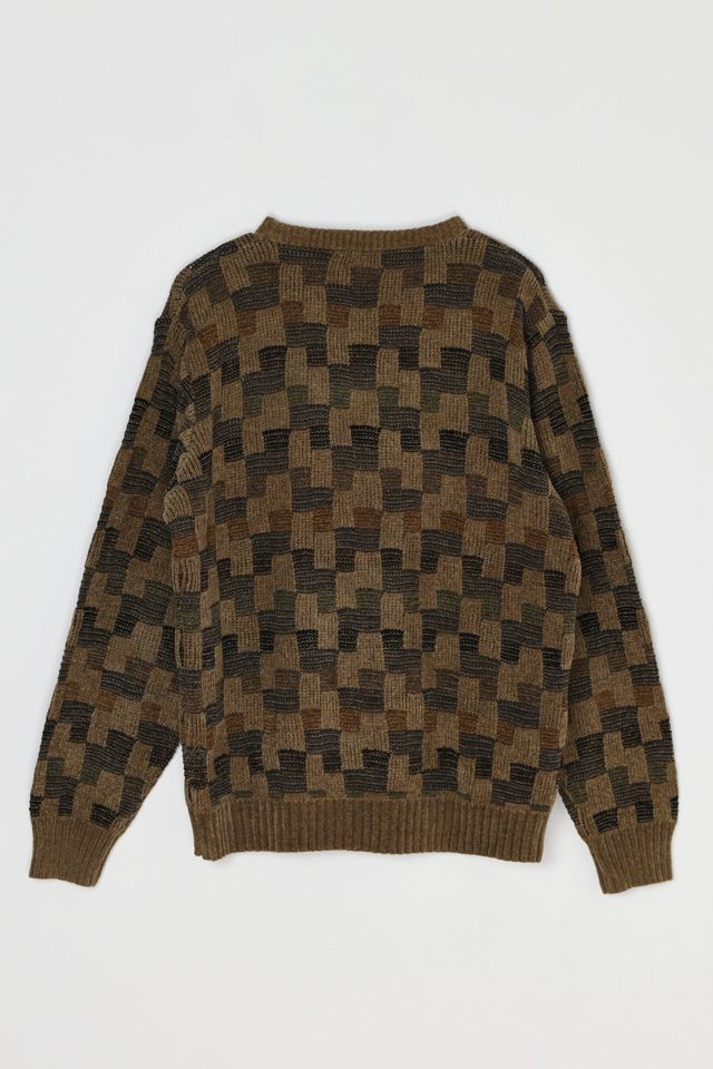 Vintage 90s Checkered Knit Sweater #1