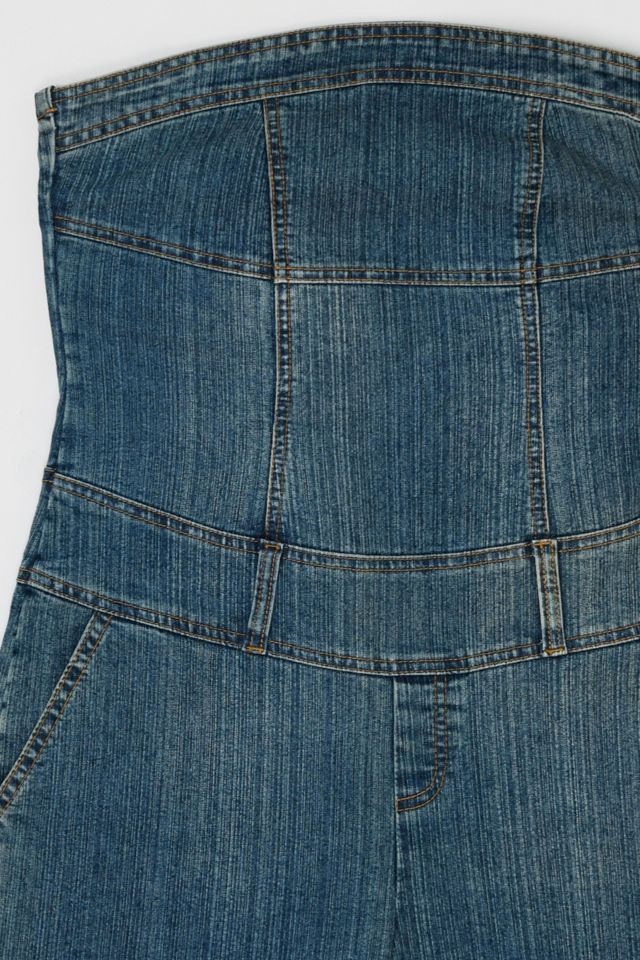 Vintage Y2k Denim Strapless Wide Leg Jumpsuit #2
