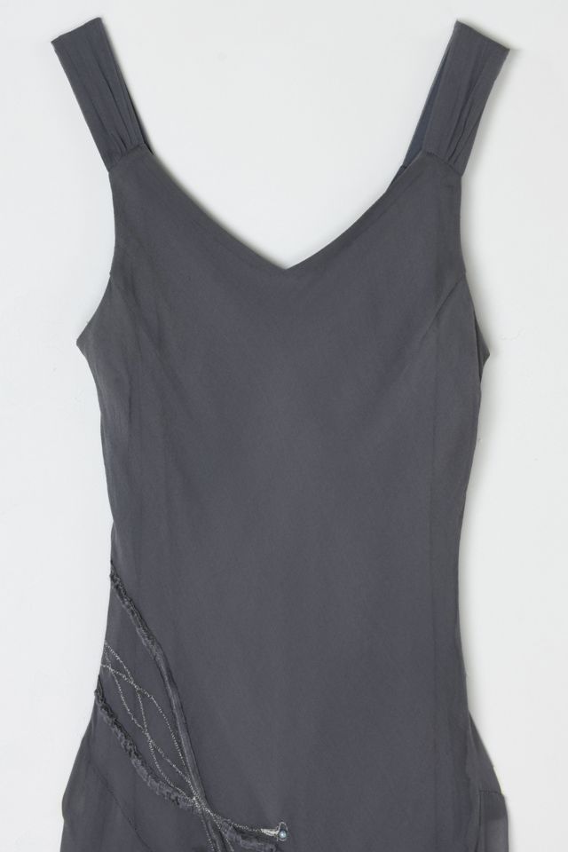Vintage Y2k Dark Grey Silk Midi Dress #2